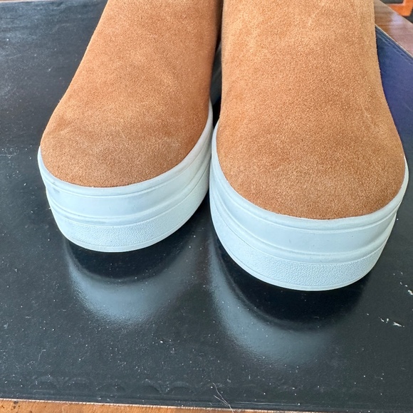 J Slides Platform Pull On Ankle Boots Suede Faux Fur Lining Tan 8M - Picture 13 of 13